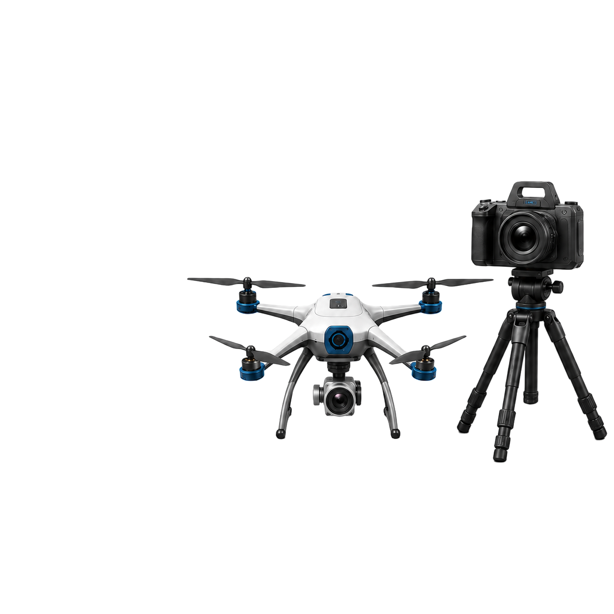 Cobertura de maniobra con dron y cámara en tierra